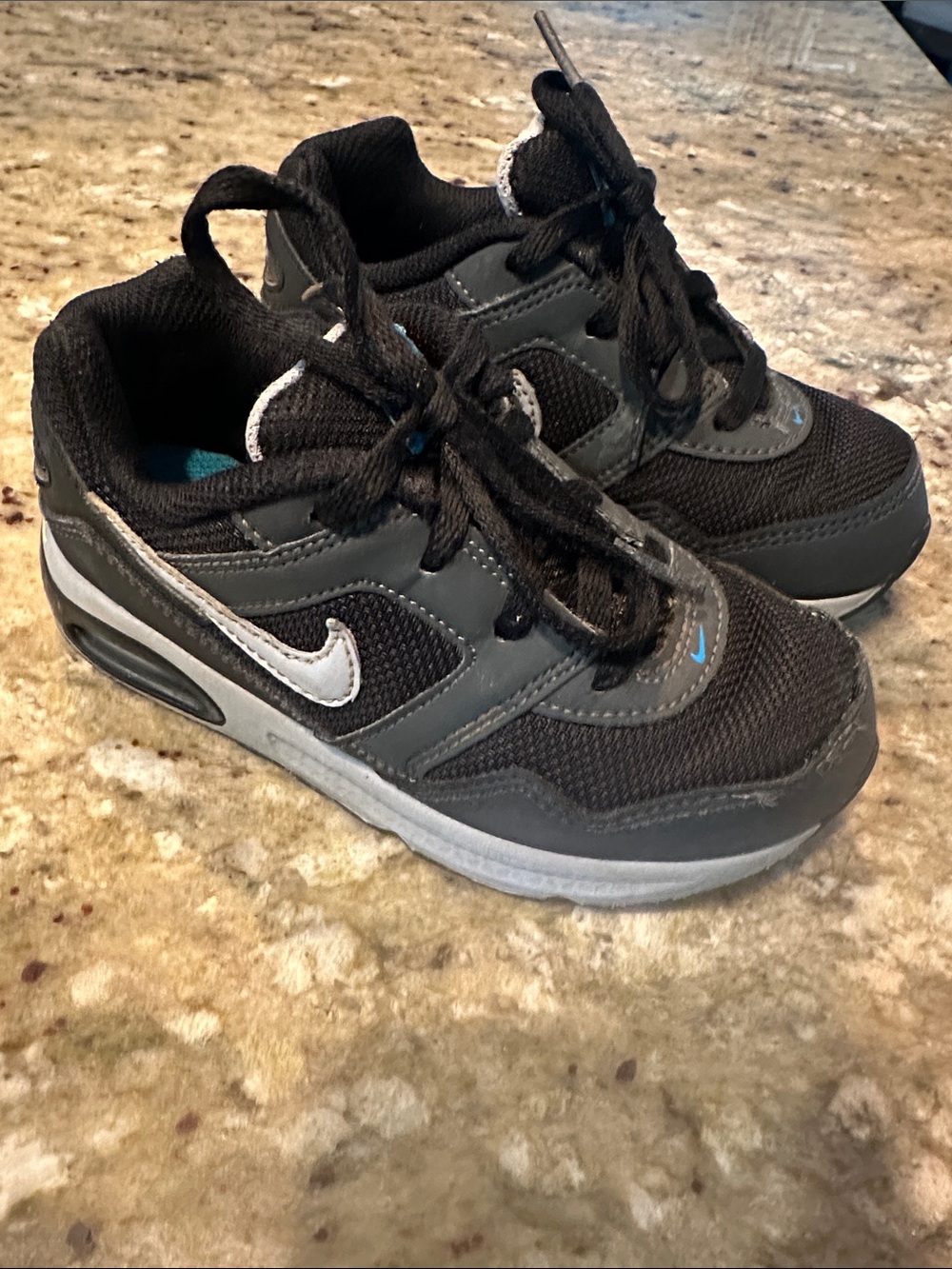 Nike Air Max Kids Black and Gray Sneaker with White Swoosh
